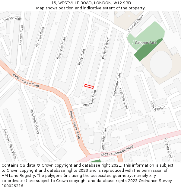 15, WESTVILLE ROAD, LONDON, W12 9BB: Location map and indicative extent of plot