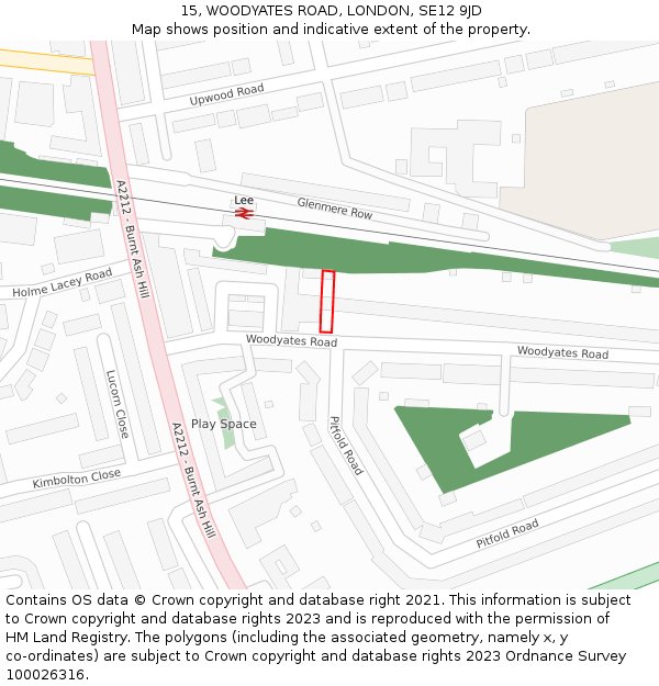 15, WOODYATES ROAD, LONDON, SE12 9JD: Location map and indicative extent of plot