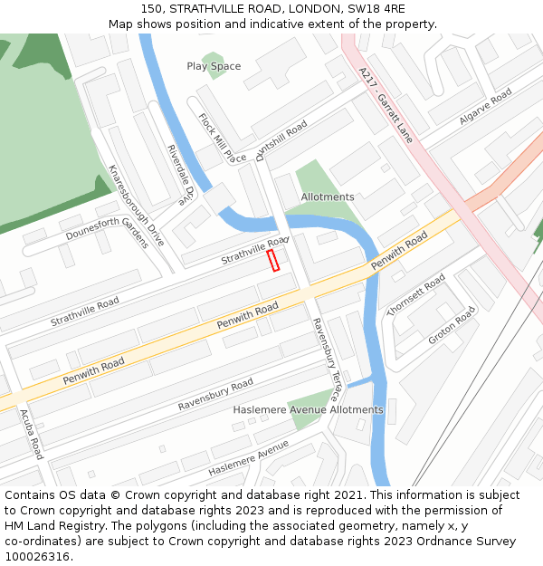 150, STRATHVILLE ROAD, LONDON, SW18 4RE: Location map and indicative extent of plot