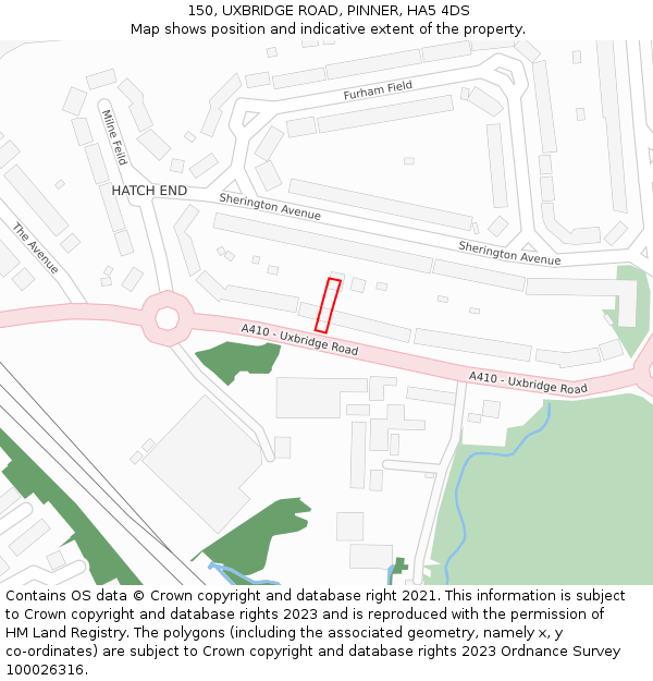 150, UXBRIDGE ROAD, PINNER, HA5 4DS: Location map and indicative extent of plot