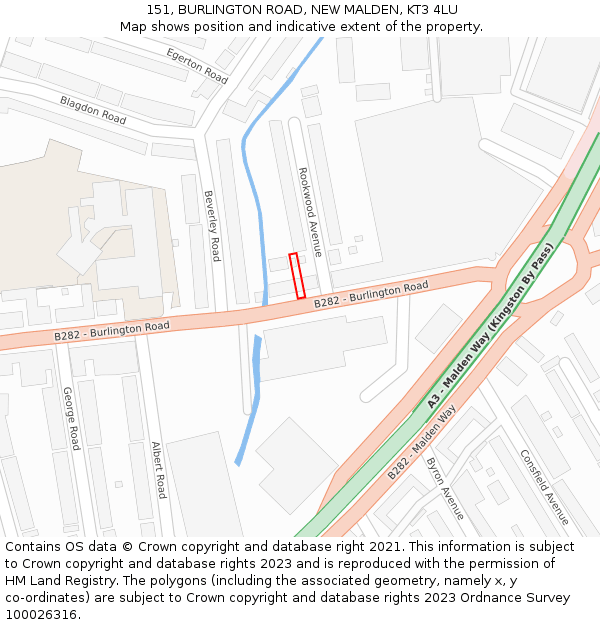 151, BURLINGTON ROAD, NEW MALDEN, KT3 4LU: Location map and indicative extent of plot