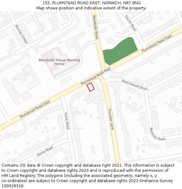 152, PLUMSTEAD ROAD EAST, NORWICH, NR7 9NG: Location map and indicative extent of plot
