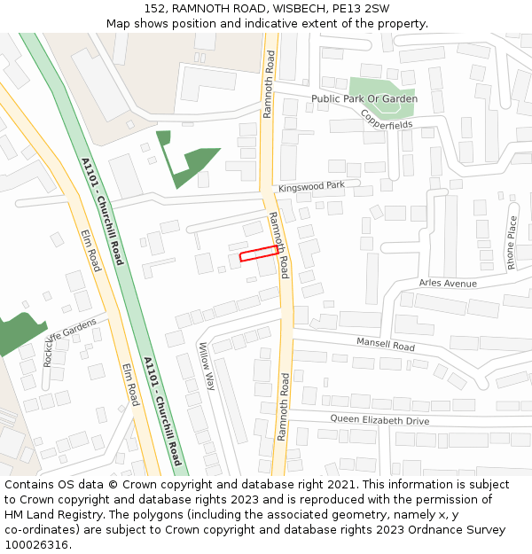 152, RAMNOTH ROAD, WISBECH, PE13 2SW: Location map and indicative extent of plot