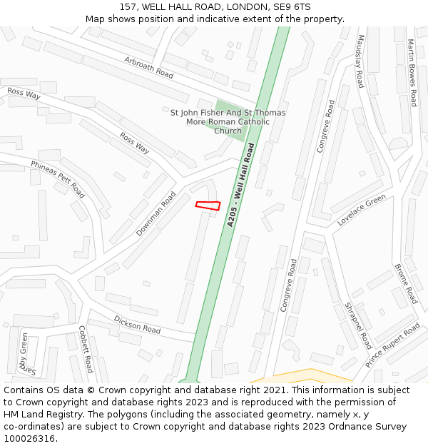 157, WELL HALL ROAD, LONDON, SE9 6TS: Location map and indicative extent of plot