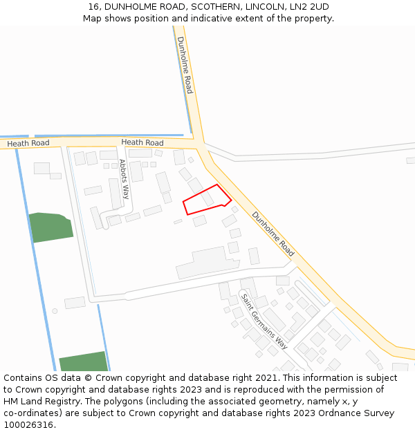 16, DUNHOLME ROAD, SCOTHERN, LINCOLN, LN2 2UD: Location map and indicative extent of plot