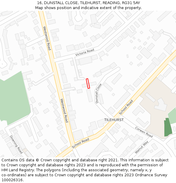 16, DUNSTALL CLOSE, TILEHURST, READING, RG31 5AY: Location map and indicative extent of plot