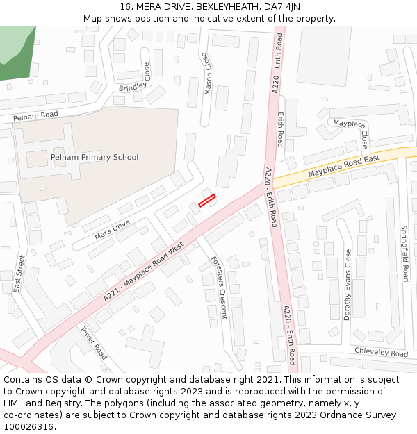 16, MERA DRIVE, BEXLEYHEATH, DA7 4JN: Location map and indicative extent of plot