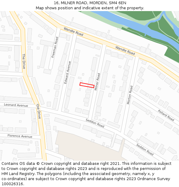 16, MILNER ROAD, MORDEN, SM4 6EN: Location map and indicative extent of plot