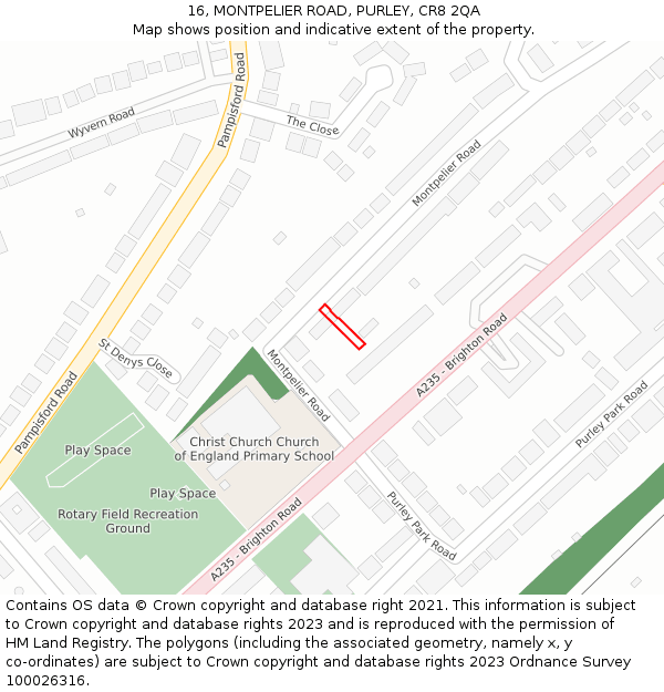 16, MONTPELIER ROAD, PURLEY, CR8 2QA: Location map and indicative extent of plot