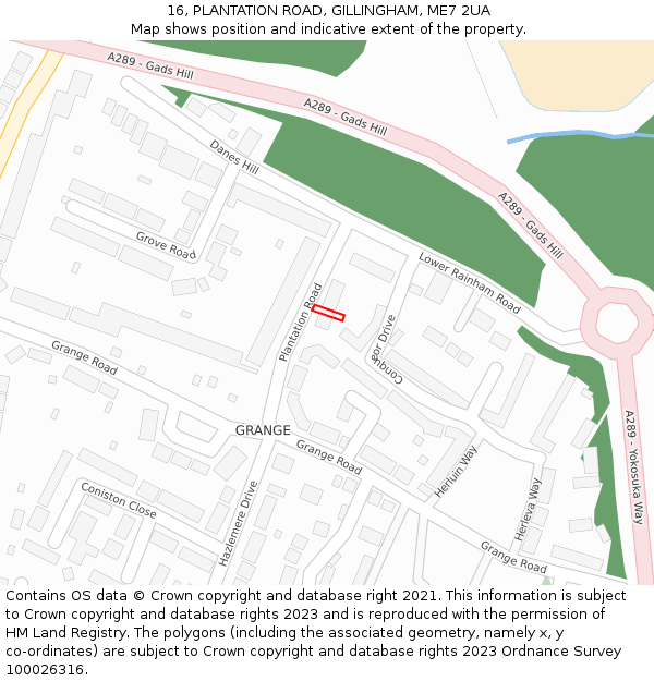 16, PLANTATION ROAD, GILLINGHAM, ME7 2UA: Location map and indicative extent of plot