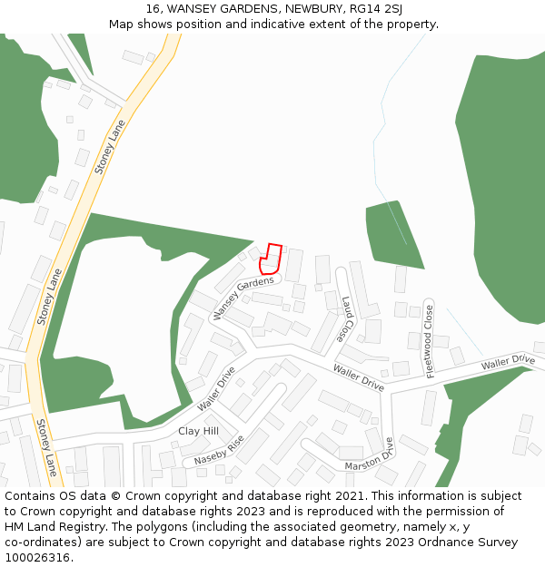 16, WANSEY GARDENS, NEWBURY, RG14 2SJ: Location map and indicative extent of plot
