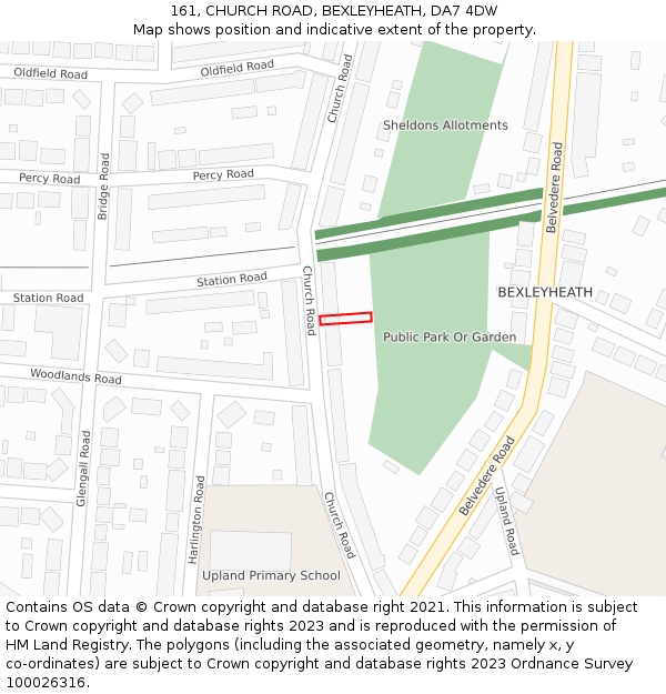 161, CHURCH ROAD, BEXLEYHEATH, DA7 4DW: Location map and indicative extent of plot