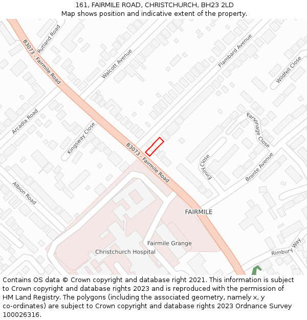 161, FAIRMILE ROAD, CHRISTCHURCH, BH23 2LD: Location map and indicative extent of plot