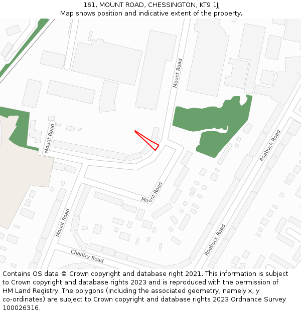 161, MOUNT ROAD, CHESSINGTON, KT9 1JJ: Location map and indicative extent of plot