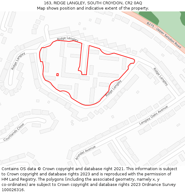 163, RIDGE LANGLEY, SOUTH CROYDON, CR2 0AQ: Location map and indicative extent of plot