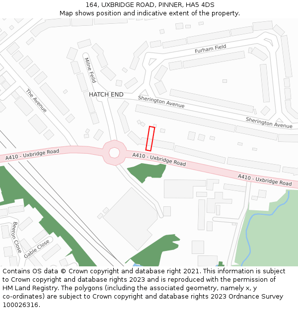 164, UXBRIDGE ROAD, PINNER, HA5 4DS: Location map and indicative extent of plot