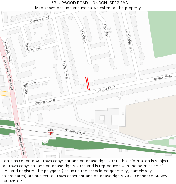 16B, UPWOOD ROAD, LONDON, SE12 8AA: Location map and indicative extent of plot