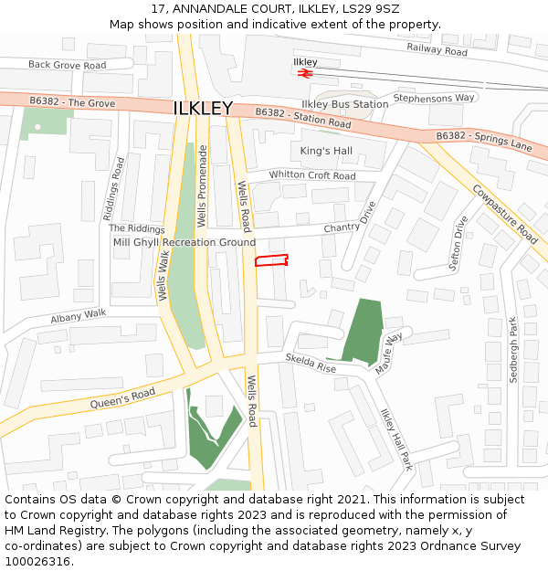 17, ANNANDALE COURT, ILKLEY, LS29 9SZ: Location map and indicative extent of plot
