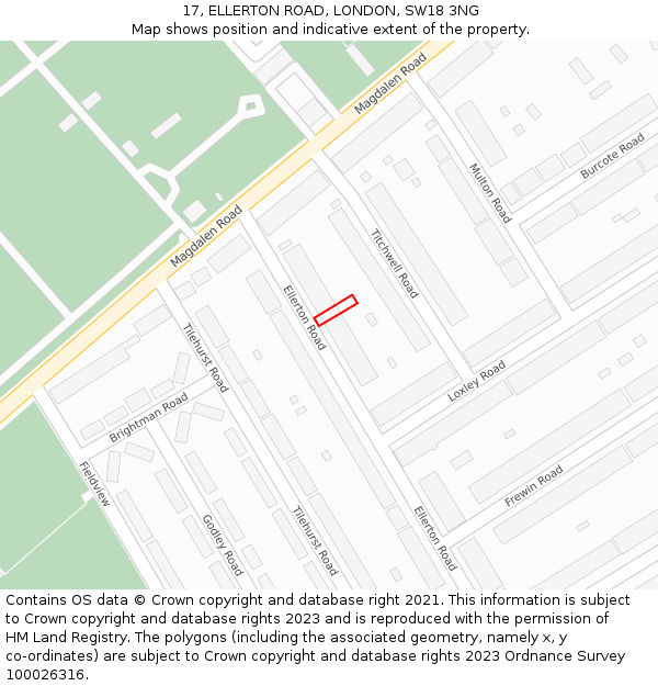 17, ELLERTON ROAD, LONDON, SW18 3NG: Location map and indicative extent of plot