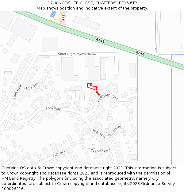 17, KINGFISHER CLOSE, CHATTERIS, PE16 6TP: Location map and indicative extent of plot