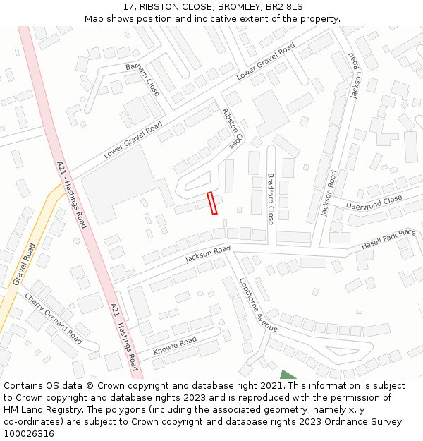 17, RIBSTON CLOSE, BROMLEY, BR2 8LS: Location map and indicative extent of plot