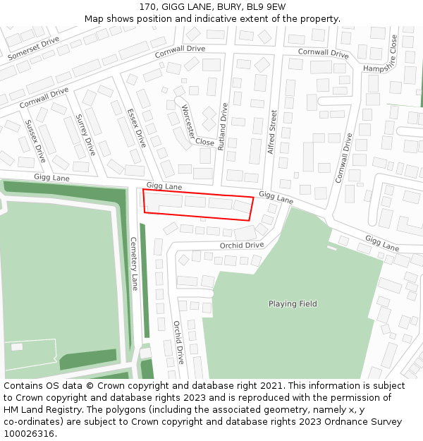 170, GIGG LANE, BURY, BL9 9EW: Location map and indicative extent of plot
