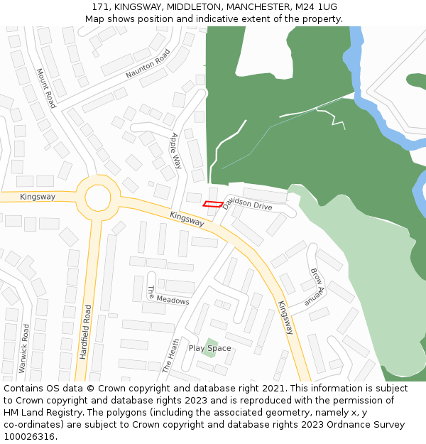 171, KINGSWAY, MIDDLETON, MANCHESTER, M24 1UG: Location map and indicative extent of plot