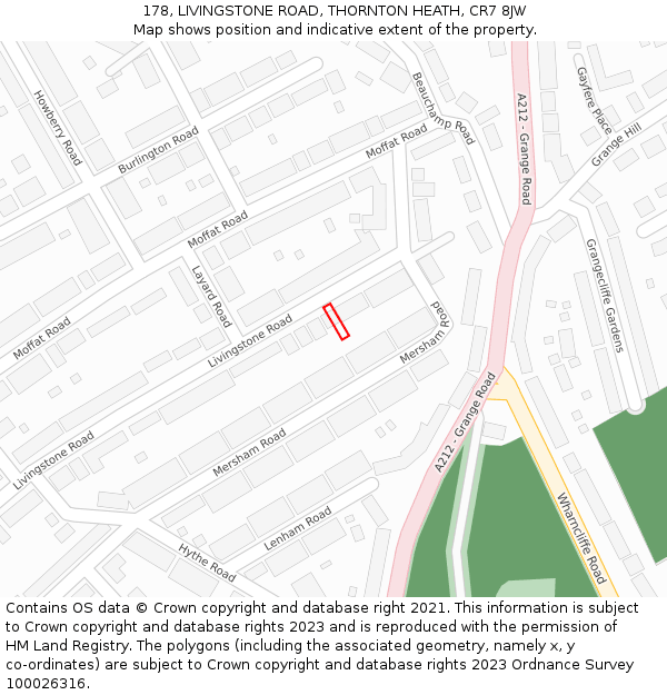 178, LIVINGSTONE ROAD, THORNTON HEATH, CR7 8JW: Location map and indicative extent of plot