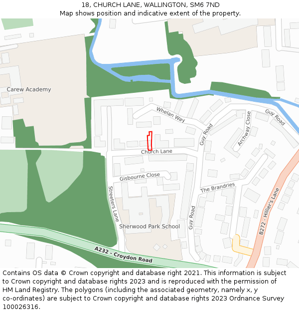 18, CHURCH LANE, WALLINGTON, SM6 7ND: Location map and indicative extent of plot