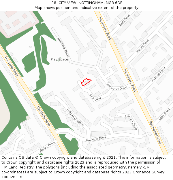 18, CITY VIEW, NOTTINGHAM, NG3 6DE: Location map and indicative extent of plot