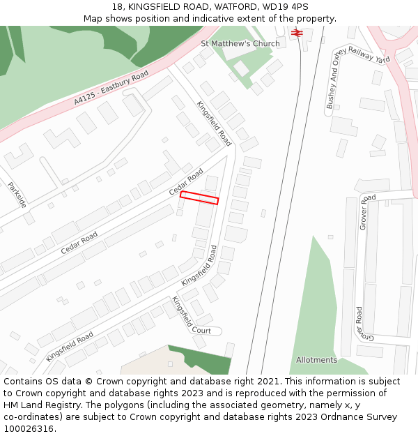 18, KINGSFIELD ROAD, WATFORD, WD19 4PS: Location map and indicative extent of plot