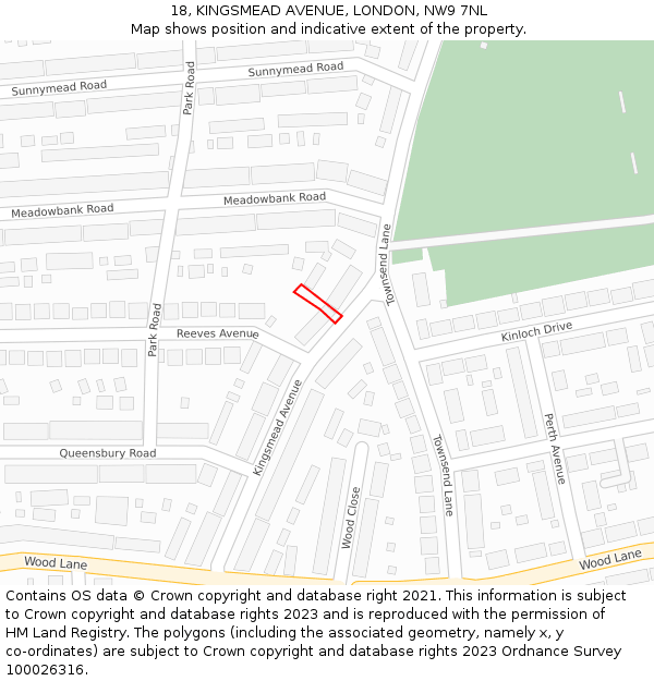18, KINGSMEAD AVENUE, LONDON, NW9 7NL: Location map and indicative extent of plot