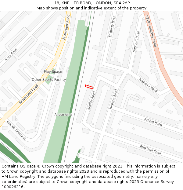 18, KNELLER ROAD, LONDON, SE4 2AP: Location map and indicative extent of plot