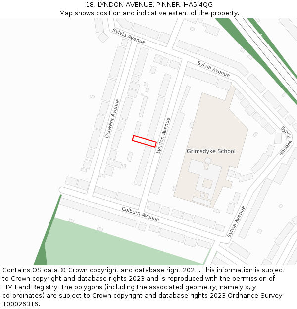 18, LYNDON AVENUE, PINNER, HA5 4QG: Location map and indicative extent of plot