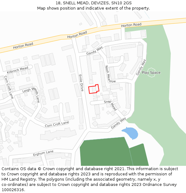 18, SNELL MEAD, DEVIZES, SN10 2GS: Location map and indicative extent of plot