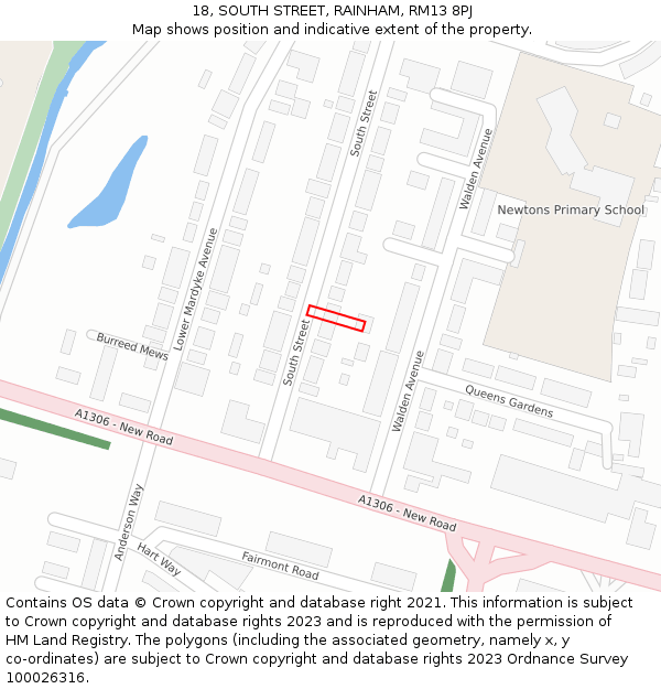 18, SOUTH STREET, RAINHAM, RM13 8PJ: Location map and indicative extent of plot