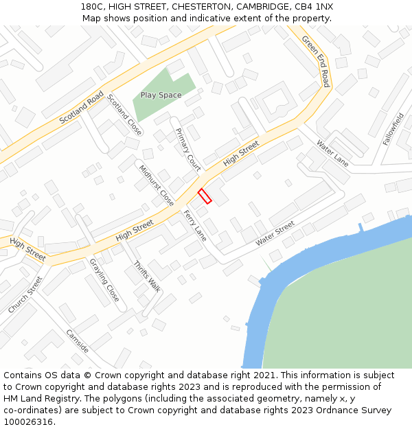 180C, HIGH STREET, CHESTERTON, CAMBRIDGE, CB4 1NX: Location map and indicative extent of plot