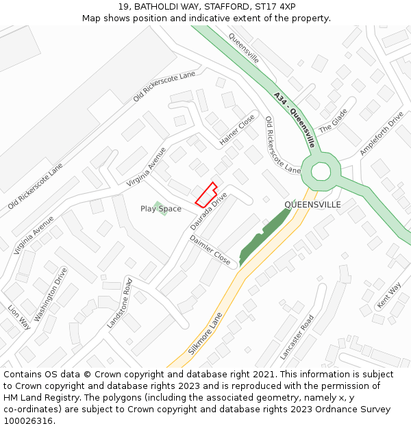 19, BATHOLDI WAY, STAFFORD, ST17 4XP: Location map and indicative extent of plot
