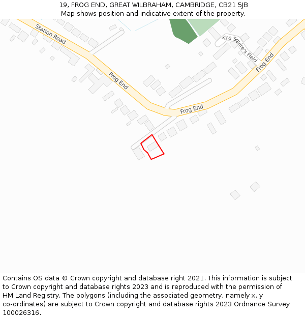 19, FROG END, GREAT WILBRAHAM, CAMBRIDGE, CB21 5JB: Location map and indicative extent of plot