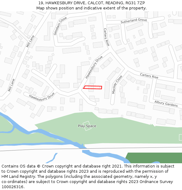 19, HAWKESBURY DRIVE, CALCOT, READING, RG31 7ZP: Location map and indicative extent of plot