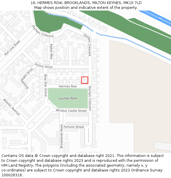 19, HERMES ROW, BROOKLANDS, MILTON KEYNES, MK10 7LD: Location map and indicative extent of plot