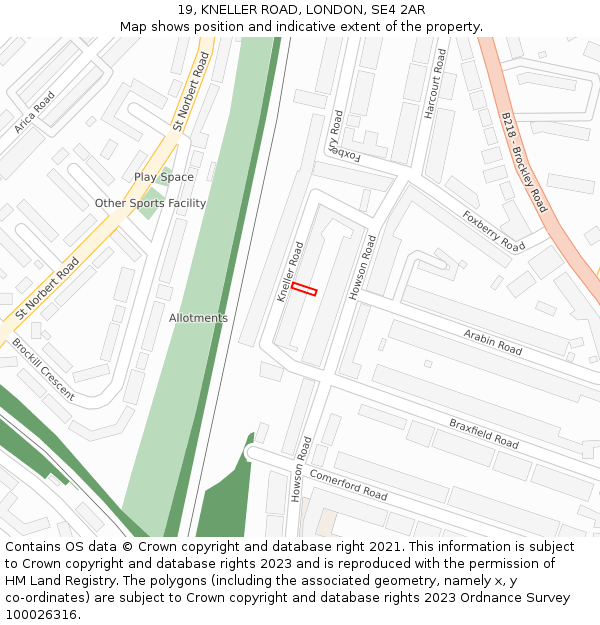 19, KNELLER ROAD, LONDON, SE4 2AR: Location map and indicative extent of plot