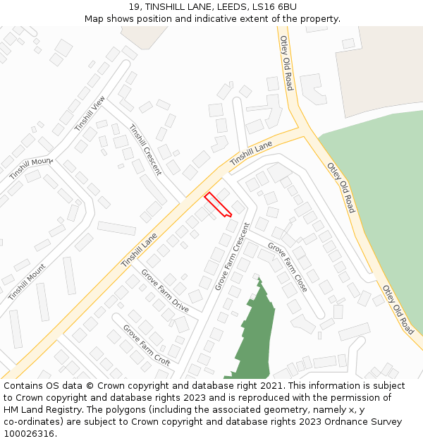 19, TINSHILL LANE, LEEDS, LS16 6BU: Location map and indicative extent of plot