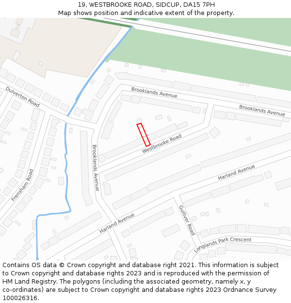 19, WESTBROOKE ROAD, SIDCUP, DA15 7PH: Location map and indicative extent of plot