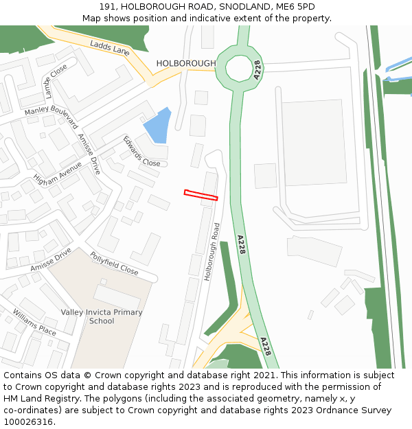 191, HOLBOROUGH ROAD, SNODLAND, ME6 5PD: Location map and indicative extent of plot