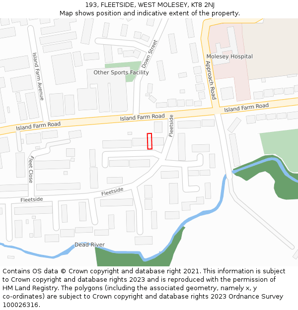 193, FLEETSIDE, WEST MOLESEY, KT8 2NJ: Location map and indicative extent of plot