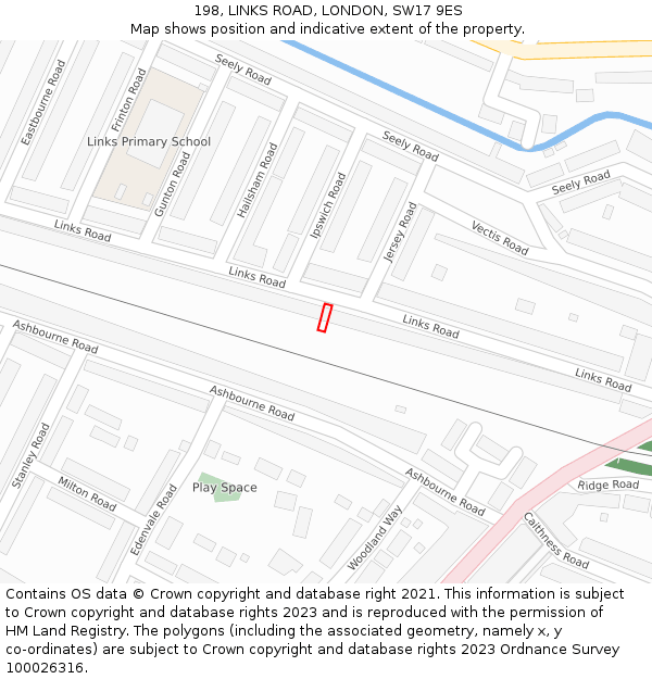 198, LINKS ROAD, LONDON, SW17 9ES: Location map and indicative extent of plot