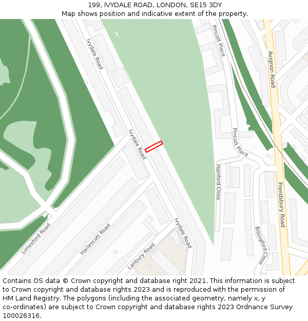 199, IVYDALE ROAD, LONDON, SE15 3DY: Location map and indicative extent of plot