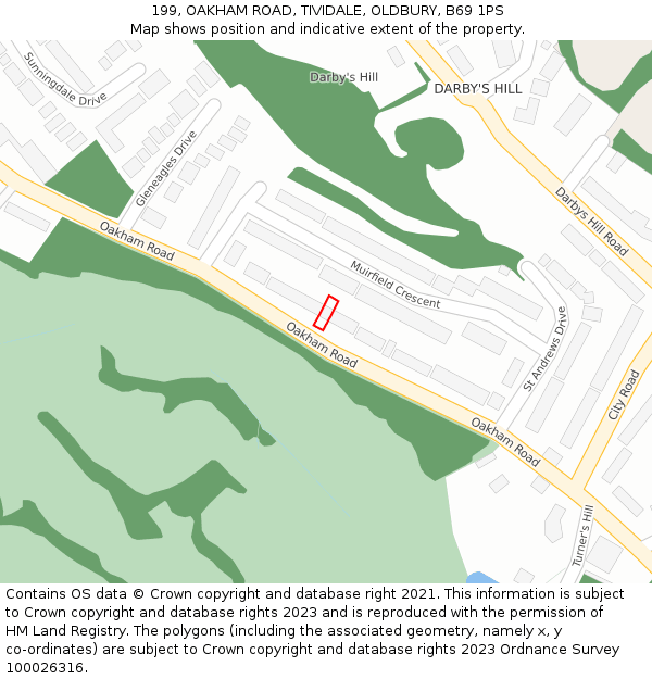 199, OAKHAM ROAD, TIVIDALE, OLDBURY, B69 1PS: Location map and indicative extent of plot