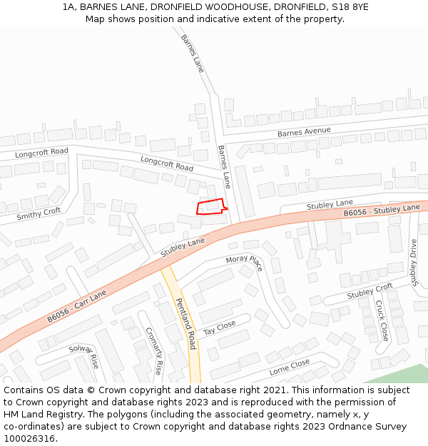 1A, BARNES LANE, DRONFIELD WOODHOUSE, DRONFIELD, S18 8YE: Location map and indicative extent of plot